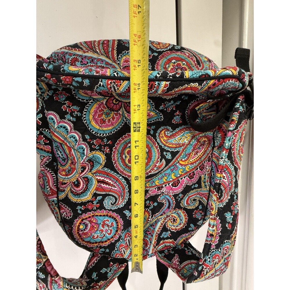 ✿ Vera Bradley Paisley Backpack Laptop School Travel Bag Multicolor Cotton - Picture 10 of 11